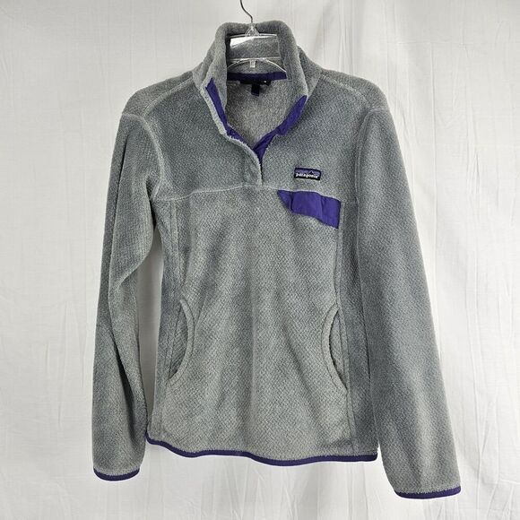 Patagonia Women's Re-Tool Snap-T Pullover Grey/Purple Size Medium - Picture 1 of 5